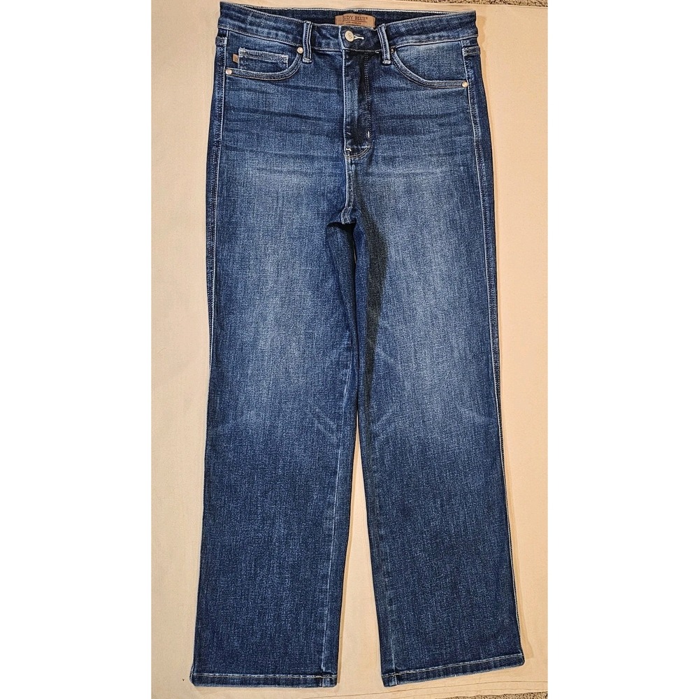 Judy Blue Straight Fit Denim Jeans 13/31 Dark Wash High-Rise‎ Stretch Distressed